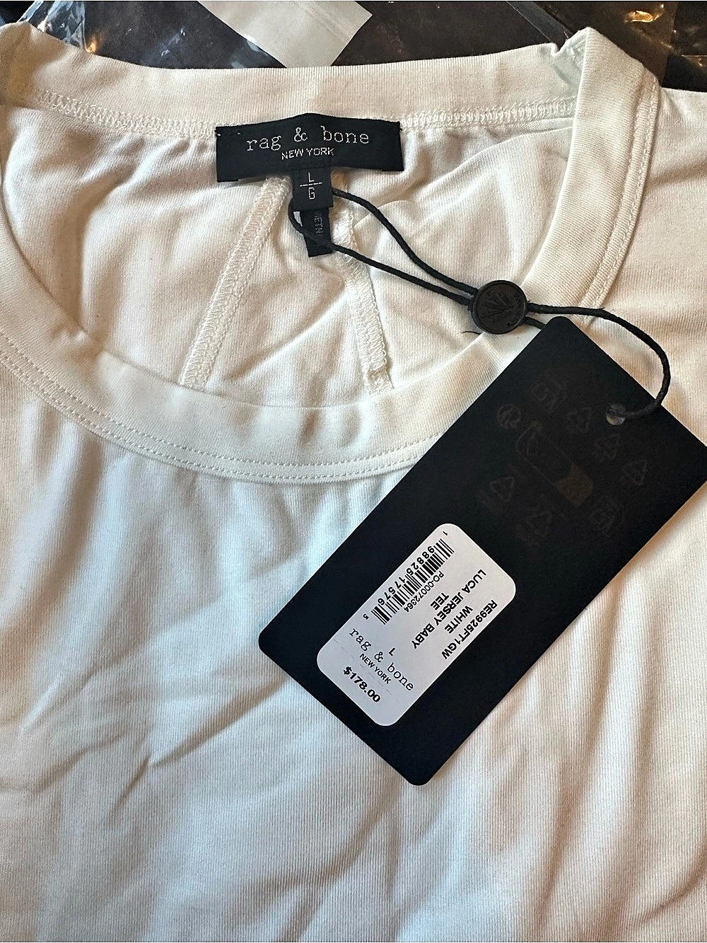rag & bone Luca Jersey Baby Tee Baby Tee White Size Small NWT